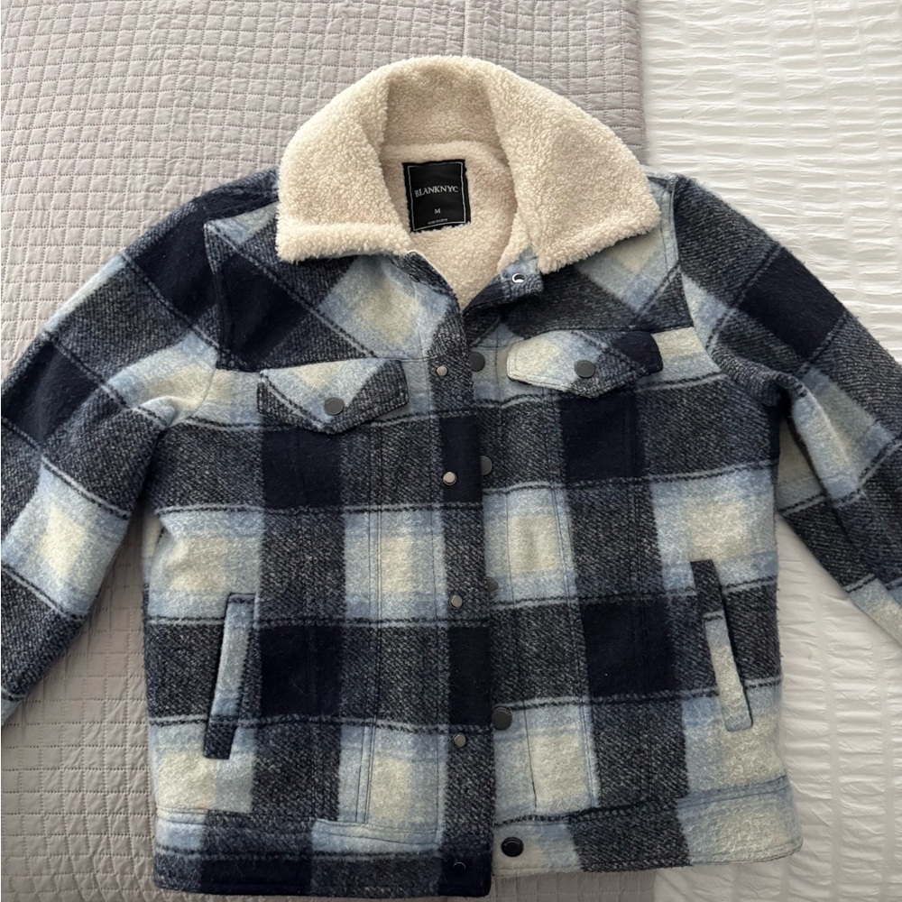 Blank NYC Sherpa Collar Plaid Jacket